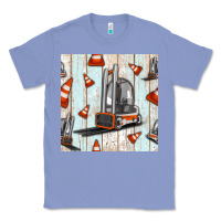 Colony Blue forklift seamless pattern Classic Tee - BundleAndBundleShop