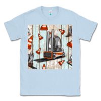 Dusty Blue forklift seamless pattern Classic Tee - BundleAndBundleShop