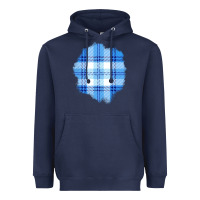Navy Winter Tartan Patch Heavyweight Hoodie - BundleAndBundleShop
