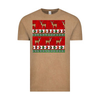 Vintage Coffee christmas deer and ornaments seamless pattern Vintage Tee - BundleAndBundleShop
