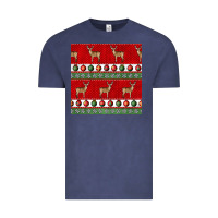 Vintage Denim christmas deer and ornaments seamless pattern Vintage Tee - BundleAndBundleShop