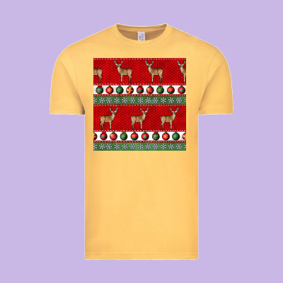 Christmas Deer And Ornaments Seamless Pattern Vintage Tee Designed By Bundleandbundleshop