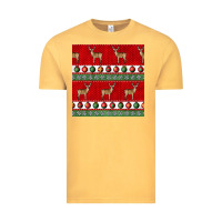 Vintage Mustard christmas deer and ornaments seamless pattern Vintage Tee - BundleAndBundleShop