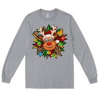 Heather Grey Christmas reindeer sunflower Long Sleeve Tee - Jasminsmagicworld