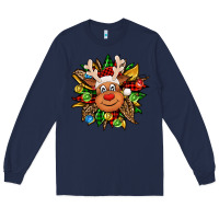Navy Christmas reindeer sunflower Long Sleeve Tee - Jasminsmagicworld