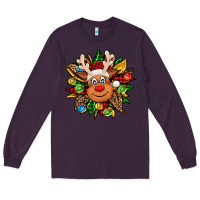 Plum Christmas reindeer sunflower Long Sleeve Tee - Jasminsmagicworld