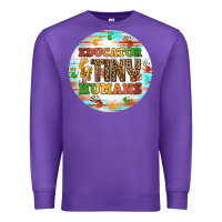 Purple educator of tiny humans round earring Premium Sweatshirt - BundleAndBundleShop