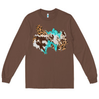 Chestnut cowhide leopard turquoise patch Long Sleeve Tee - AdoDesignShop