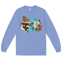 Colony Blue cowhide leopard turquoise patch Long Sleeve Tee - AdoDesignShop