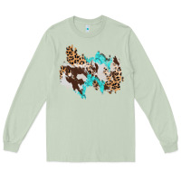 Matcha cowhide leopard turquoise patch Long Sleeve Tee - AdoDesignShop