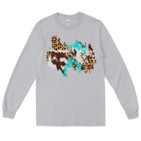 Moon Dust cowhide leopard turquoise patch Long Sleeve Tee - AdoDesignShop