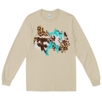 Mushroom cowhide leopard turquoise patch Long Sleeve Tee - AdoDesignShop