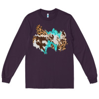 Plum cowhide leopard turquoise patch Long Sleeve Tee - AdoDesignShop