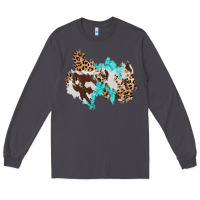 Smoke cowhide leopard turquoise patch Long Sleeve Tee - AdoDesignShop