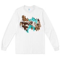 White cowhide leopard turquoise patch Long Sleeve Tee - AdoDesignShop