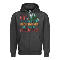 Charcoal Heather life is meant for good friends and great adventure Zipper Hoodie - MaliasSmallBusiness