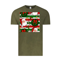 Vintage Olive christmas  santa clause and ornaments seamless  pattern Vintage Tee - BundleAndBundleShop
