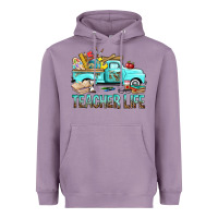 Lavender Teacher Life With Truck Heavyweight Hoodie - BundleAndBundleShop