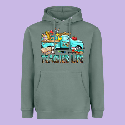 Teacher Life With Truck Heavyweight Hoodie Designed By Bundleandbundleshop