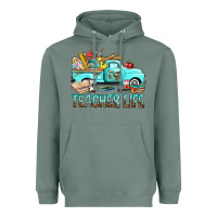 Sage Teacher Life With Truck Heavyweight Hoodie - BundleAndBundleShop