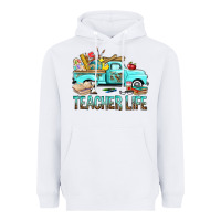 White Teacher Life With Truck Heavyweight Hoodie - BundleAndBundleShop