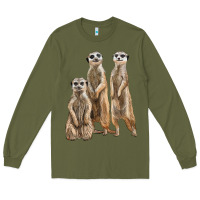 Army Green 3 meerkat Long Sleeve Tee - LillyAllenDesigns