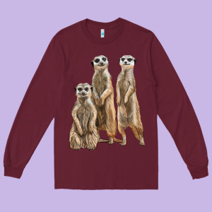 3 Meerkat Long Sleeve Tee Designed By Lillyallendesigns