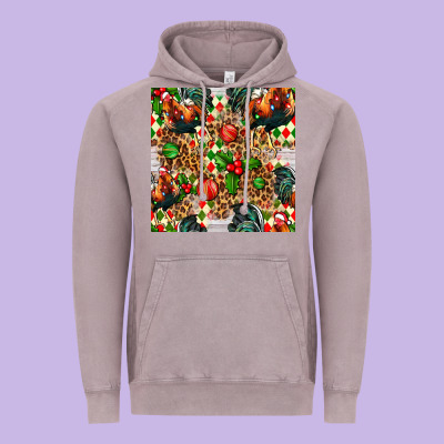 Christmas Leopard Chicken Vintage Hoodie Designed By Fadigitalartstudio