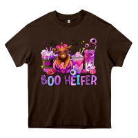 Chocolate Brown Halloween boo Heifer coffee cups Heavy Core Tee - RanaPortraitStore
