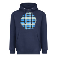 Navy Winter Tartan Patch Heavyweight Hoodie - BundleAndBundleShop