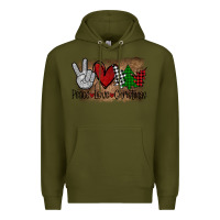 Army Green Peace Love Christmas Premium Hoodie - Bettercallsaul