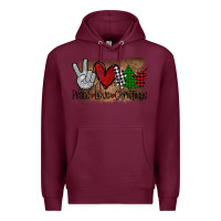 Burgundy Peace Love Christmas Premium Hoodie - Bettercallsaul