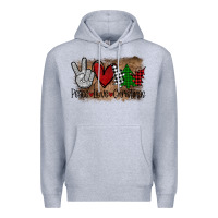 Heather Grey Peace Love Christmas Premium Hoodie - Bettercallsaul