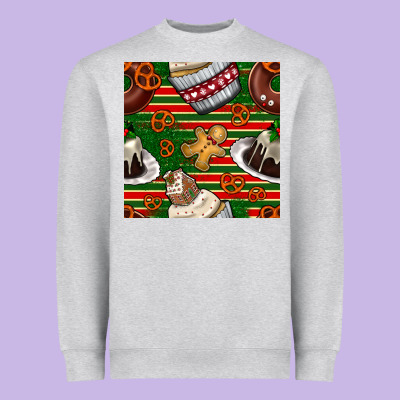 Christmas Cake Seamless Pattern Heavyweight Sweatshirt Designed By Bundleandbundleshop