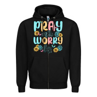 Black pray more worry less Zipper Hoodie - MaliasSmallBusiness