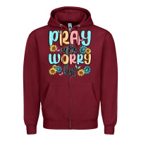 Burgundy pray more worry less Zipper Hoodie - MaliasSmallBusiness