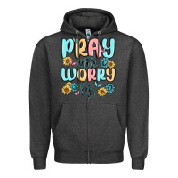 Charcoal Heather pray more worry less Zipper Hoodie - MaliasSmallBusiness
