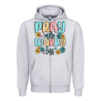 Heather Grey pray more worry less Zipper Hoodie - MaliasSmallBusiness