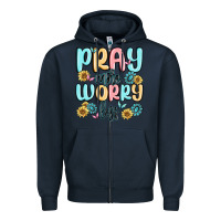 Navy pray more worry less Zipper Hoodie - MaliasSmallBusiness