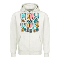 Oatmeal Heather pray more worry less Zipper Hoodie - MaliasSmallBusiness