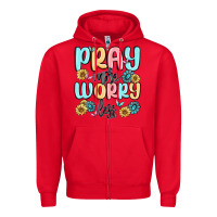 Red pray more worry less Zipper Hoodie - MaliasSmallBusiness