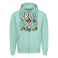Seafoam pray more worry less Zipper Hoodie - MaliasSmallBusiness
