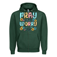 Sports Green pray more worry less Zipper Hoodie - MaliasSmallBusiness