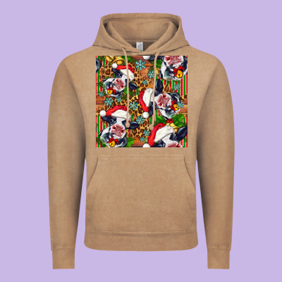Christmas Leopard Cow Vintage Hoodie Designed By Fadigitalartstudio