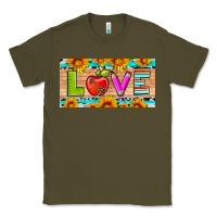 Army Green love and sunflower with pen and apple license plate template Classic Tee - Artiststas
