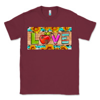 Burgundy love and sunflower with pen and apple license plate template Classic Tee - Artiststas