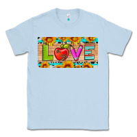 Dusty Blue love and sunflower with pen and apple license plate template Classic Tee - Artiststas