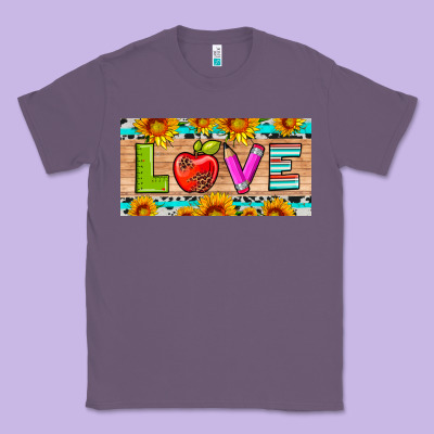 Love And Sunflower With Pen And Apple License Plate Template Classic Tee Designed By Artiststas