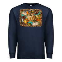 Navy fall pumpkin background Premium Sweatshirt - BundleAndBundleShop