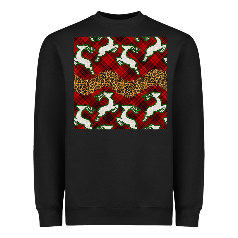 Christmas Deer And Plaid Seamless Pattern Heavyweight Sweatshirt by BundleAndBundleShop | Teevron